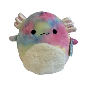 Squishmallows Tinley Axolotl Plush Tie Dye Rainbow Fuzzy Belly NWT‎